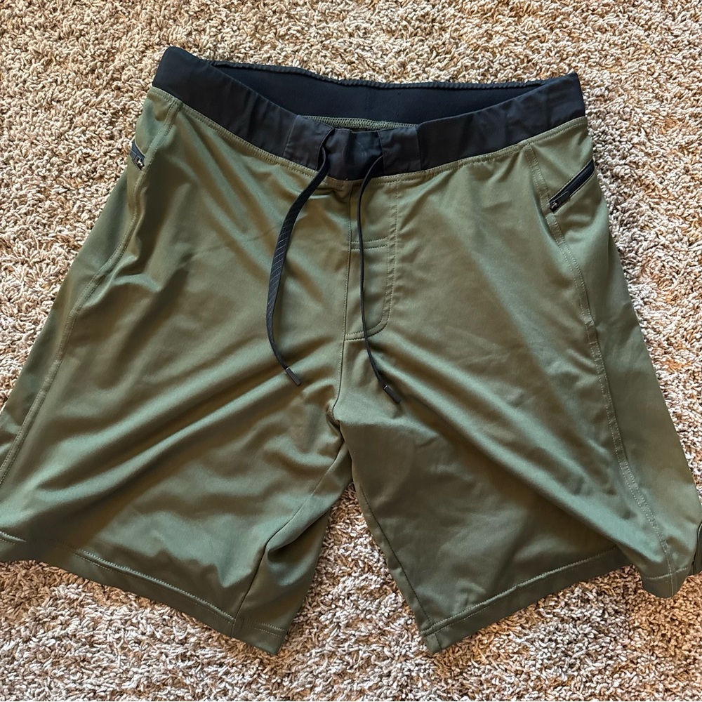 Hylete Olive Green Athletic Shorts with Black Waistband
